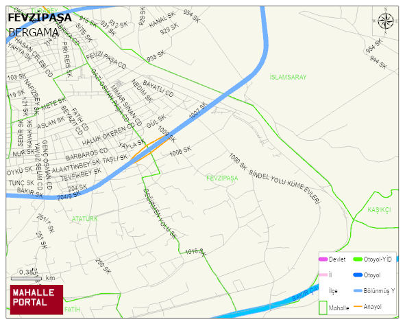 FEVZİPAŞA Mahallesi Haritası | Dağlar, Ovalar ve Akarsu Bilgileri