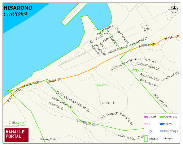 FİLYOS BELDESİ HİSARÖNÜ Mahallesi Haritası | Dağlar, Ovalar ve Akarsu Bilgileri