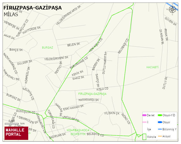 FİRUZPAŞA-GAZİPAŞA Mahallesi Haritası | Mahalle ve Köy Sınırı