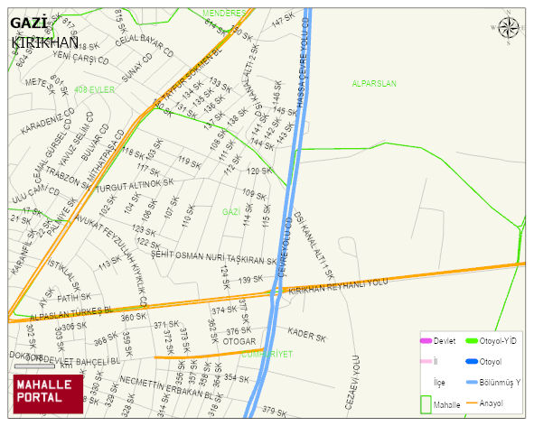 GAZİ Mahallesi Haritası | Mahalle ve Köy Sınırı