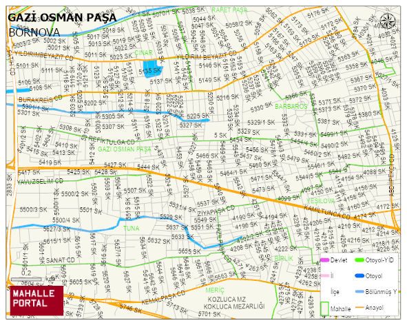 GAZİ OSMAN PAŞA Mahallesi Haritası | Dağlar, Ovalar ve Akarsu Bilgileri