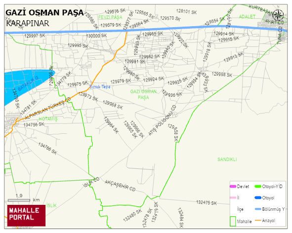 GAZİ OSMAN PAŞA Mahallesi Haritası | Detaylı Köy ve Mahalle Görünümü