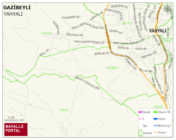 GAZİBEYLİ Mahallesi Haritası | Mahalle ve Köy Sınırı