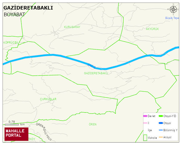 GAZİDERETABAKLI Köyü Haritası | Yükselti ve Doğa Özellikleri