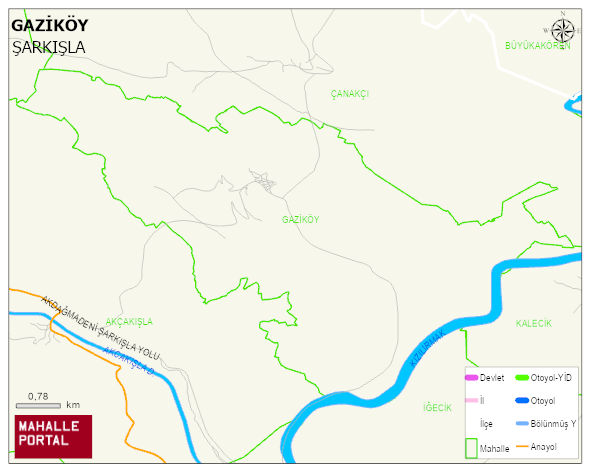 GAZİKÖY Köyü Haritası | Sayısal Bölge Görünümü
