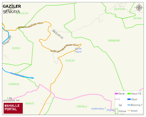 GAZİLER Mahallesi Haritası | Dağlar, Ovalar ve Akarsu Bilgileri