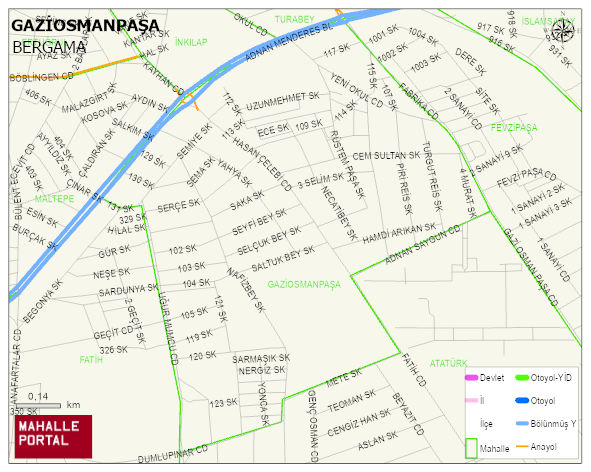 GAZİOSMANPAŞA Mahallesi Haritası | Yükselti ve Doğa Özellikleri
