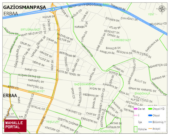 GAZİOSMANPAŞA Mahallesi Haritası | Yükselti ve Doğa Özellikleri