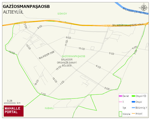 GAZİOSMANPAŞAOSB Mahallesi Haritası | İnteraktif Köy ve Mahalle Sınırları