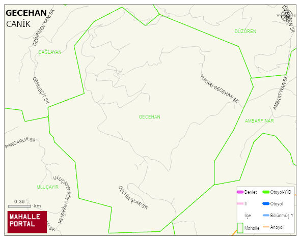 GECEHAN Mahallesi Haritası | Coğrafi Yapı ve Detaylı Haritası