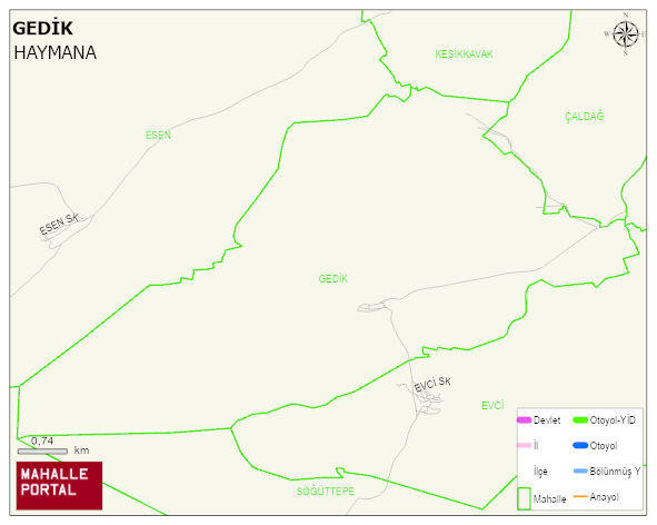 GEDİK Mahallesi Haritası | Mahalle ve Köy Sınırı