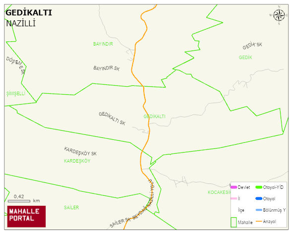 GEDİKALTI Mahallesi Haritası | Yükselti ve Doğa Özellikleri