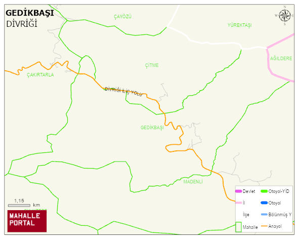GEDİKBAŞI Köyü Haritası | İnteraktif Köy ve Mahalle Sınırları