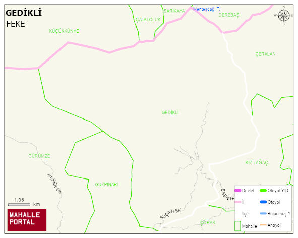 GEDİKLİ Mahallesi Haritası | Mahalle ve Köy Sınırı