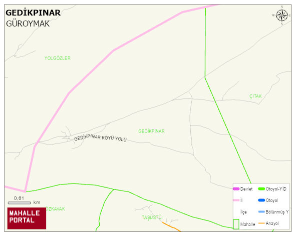 GEDİKPINAR Köyü Haritası | Yükselti ve Doğa Özellikleri