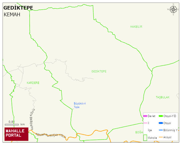 GEDİKTEPE Köyü Haritası | Mahalle ve Köy Sınırı