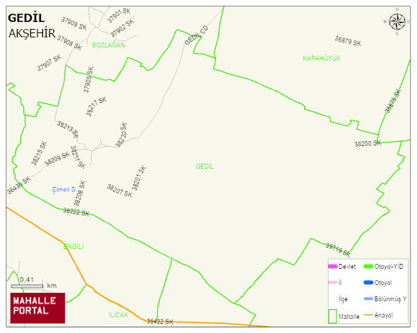 GEDİL Mahallesi Haritası | Dağlar, Ovalar ve Akarsu Bilgileri