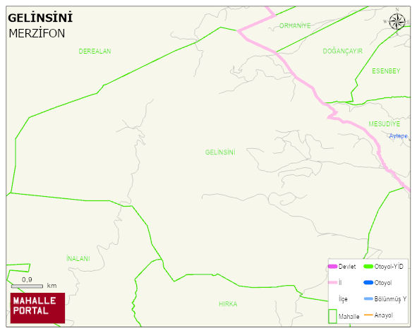 GELİNSİNİ Köyü Haritası | Yükselti ve Doğa Özellikleri