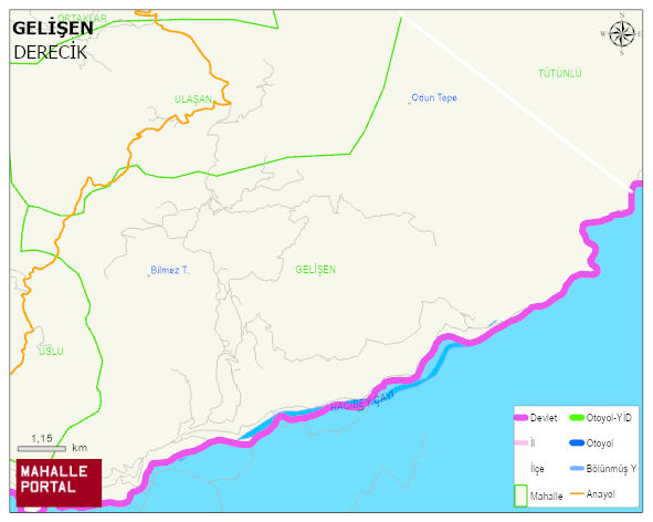 GELİŞEN Köyü Haritası | Mahalle ve Köy Sınırı
