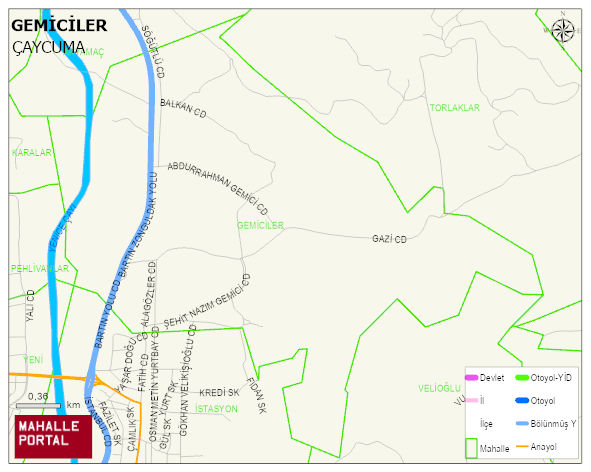 GEMİCİLER Mahallesi Haritası | Detaylı Köy ve Mahalle Görünümü