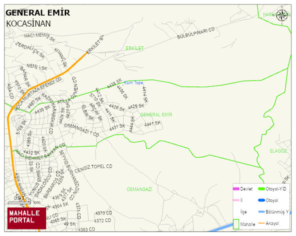 GENERAL EMİR Mahallesi Haritası | Detaylı Köy ve Mahalle Görünümü