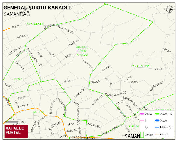 GENERAL ŞÜKRÜ KANADLI Mahallesi Haritası | Coğrafi Yapı ve Detaylı Haritası