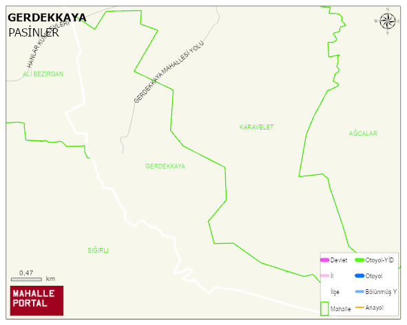 GERDEKKAYA Mahallesi Haritası | Mahalle ve Köy Sınırı