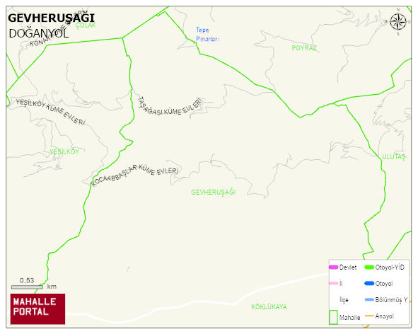 GEVHERUŞAĞI Mahallesi Haritası | Dağlar, Ovalar ve Akarsu Bilgileri