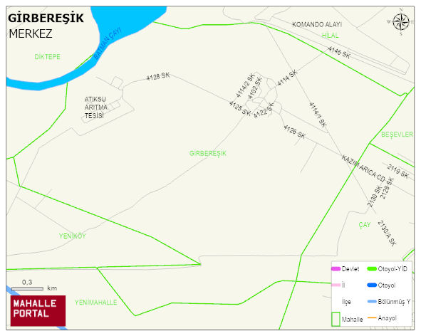 GİRBEREŞİK Mahallesi Haritası | Yükselti ve Doğa Özellikleri