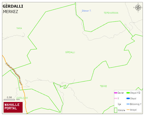 GİRDALLI Köyü Haritası | Sayısal Bölge Görünümü