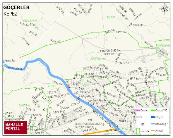 GÖÇERLER Mahallesi Haritası | Coğrafi Yapı ve Detaylı Haritası