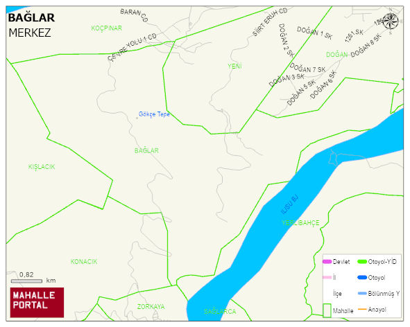 GÖKÇEBAĞ BELDESİ BAĞLAR Mahallesi Haritası | Dağlar, Ovalar ve Akarsu Bilgileri
