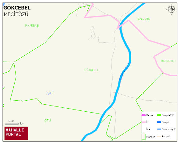 GÖKÇEBEL Köyü Haritası | Yükselti ve Doğa Özellikleri