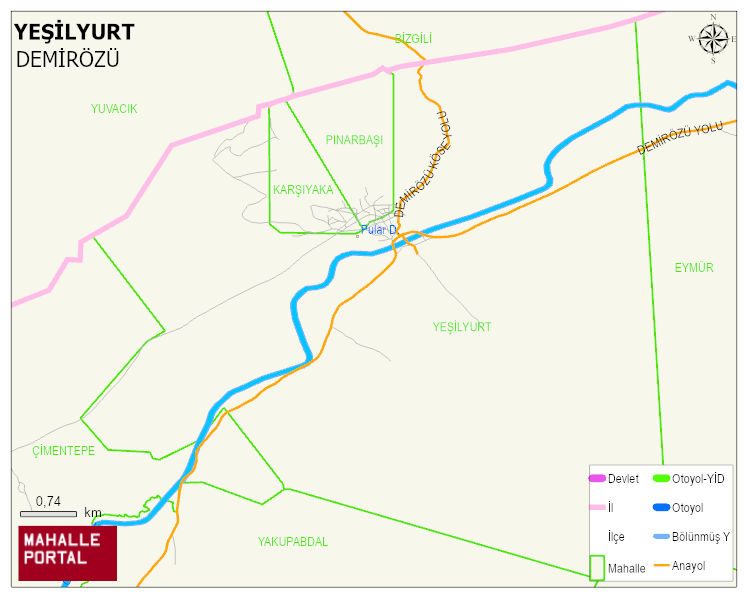 GÖKÇEDERE BELDESİ YEŞİLYURT Mahallesi Haritası | Mahalle ve Köy Sınırı
