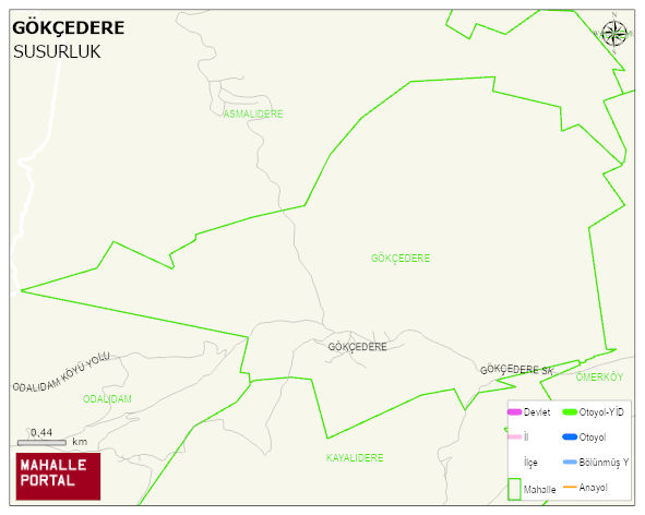 GÖKÇEDERE Mahallesi Haritası | Yükselti ve Doğa Özellikleri