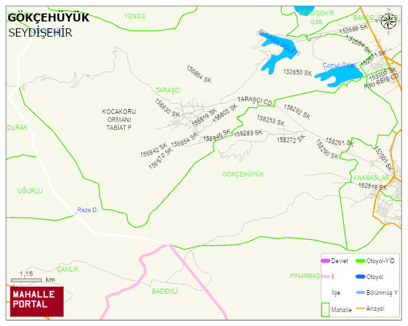 GÖKÇEHÜYÜK Mahallesi Haritası | Yükselti ve Doğa Özellikleri