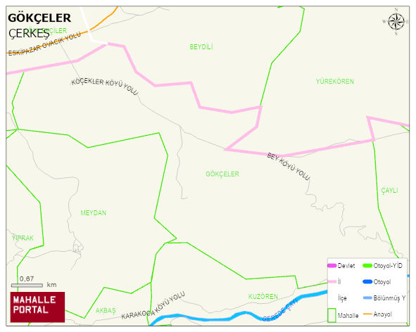GÖKÇELER Köyü Haritası | Yükselti ve Doğa Özellikleri