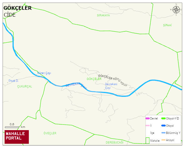 GÖKÇELER Köyü Haritası | Mahalle ve Köy Sınırı