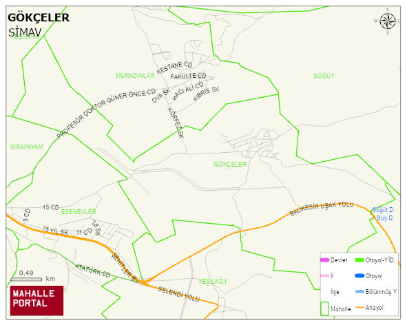 GÖKÇELER Köyü Haritası | Mahalle ve Köy Sınırı