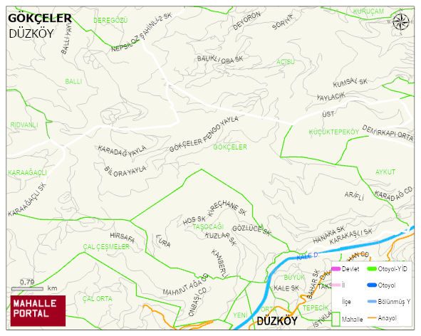 GÖKÇELER Mahallesi Haritası | Dağlar, Ovalar ve Akarsu Bilgileri