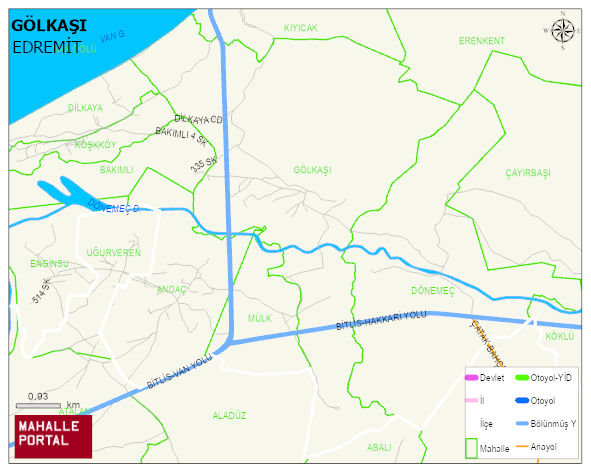 GÖLKAŞI Mahallesi Haritası | Yükselti ve Doğa Özellikleri