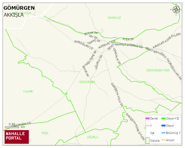 GÖMÜRGEN Mahallesi Haritası | Coğrafi Yapı ve Detaylı Haritası