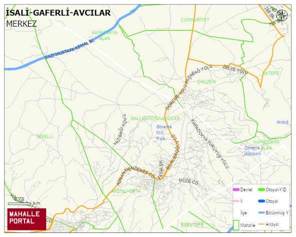 GÖREME BELDESİ İSALİ-GAFERLİ-AVCILAR Mahallesi Haritası | Mahalle ve Köy Sınırı