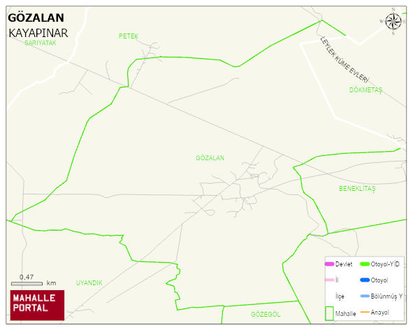 GÖZALAN Mahallesi Haritası | Yükselti ve Doğa Özellikleri