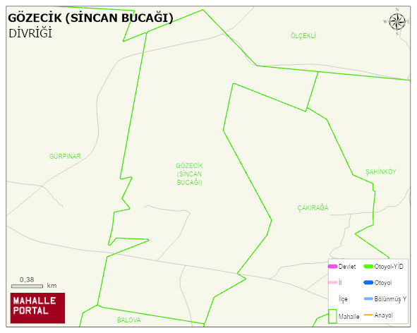 GÖZECİK (SİNCAN BUCAĞI) Köyü Haritası | Dağlar, Ovalar ve Akarsu Bilgileri