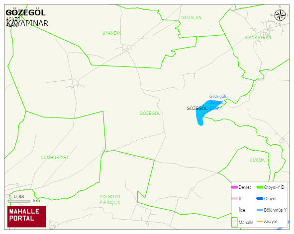GÖZEGÖL Mahallesi Haritası | Yükselti ve Doğa Özellikleri