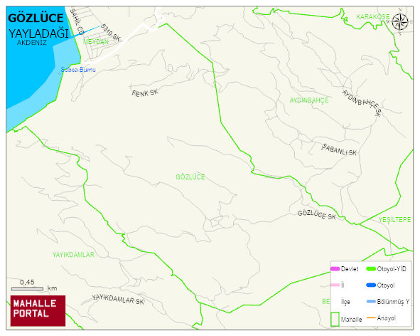 GÖZLÜCE Mahallesi Haritası | Mahalle ve Köy Sınırı