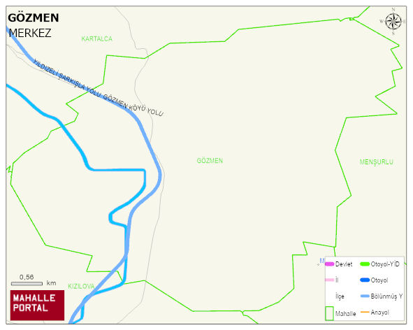GÖZMEN Köyü Haritası | Detaylı Köy ve Mahalle Görünümü