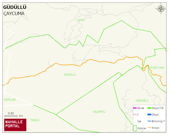 GÜDÜLLÜ Köyü Haritası | Yükselti ve Doğa Özellikleri