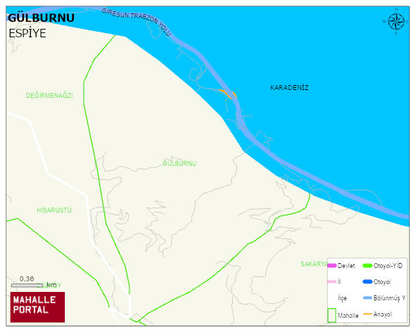 GÜLBURNU Köyü Haritası | Yükselti ve Doğa Özellikleri
